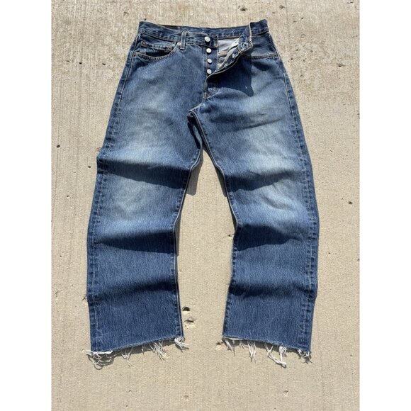 90’s Levi 501 Raw Selvedge Denim Jeans Raw Hem 31x30 - Picture 1 of 11